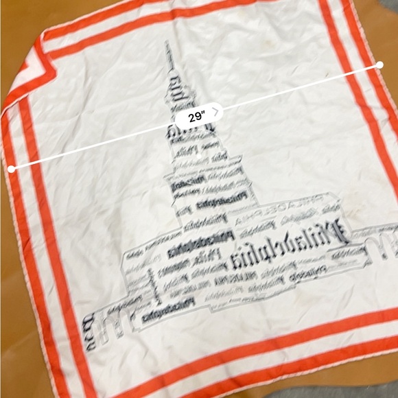 Vtg Philadelphia Silk Scarf with Red Border Made in Italy - Picture 9 of 9